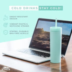 STRATA CUPS Multicolor Skinny Tumblers with Lids and Straws (12 pack) - 16oz Double Wall Acrylic Tumbler, Tall Matte Skinny Tumblers, Bulk with Free Straw Cleaner, Reusable Cups - Image 2