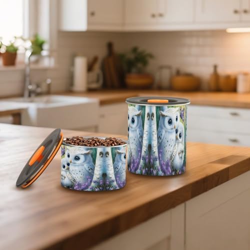 Stainless Steel Coffee Storage Containers with Airtight Lid, Forest Cute Owl Butterfly 30oz Food Storage Container Kitchen Canister for Tea, Coffee Beans, Ground, Sugar Storage - Image 6