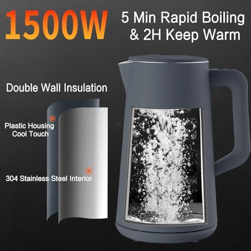 1.5L Electric Kettle Temperature Control, Gray - Image 4