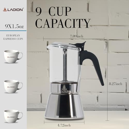 LAOION Stovetop Espresso Maker, 9Cup 360ml Moka Pot, Cuban Coffee Make - Image 3