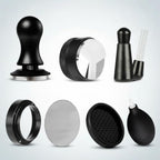 Coffee Machine Tamper Set Espresso Tamper Puck Distributor Leveling Edge Fine Mesh Screen Cleaning Brush 304 Stainless, Round Head Scale Powder Tamper 7-Piece Set, 53mm - Image 7