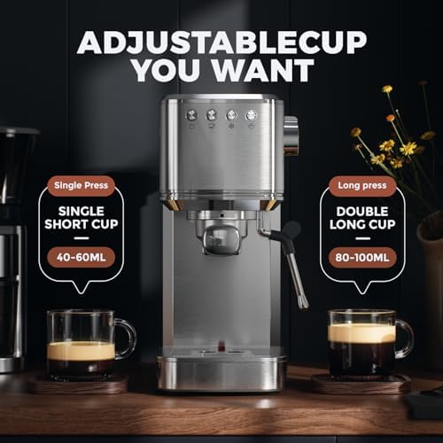 Espresso Machine - 20 Bar Coffee Maker with Milk Frother Steam Wand, Cold Brew Iced Coffee Maker, 1450W Semi-Automatic Coffee Machine with 34oz Water Tank for Latte - Image 6
