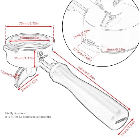 DIBTSA Portafilter Single Spout 58mm 2 Ears Compatible with La Marzocco, Included 304 Stainless Steel Filter Basket and Puck Screen, Anodized Aluminum Handle, Black - Image 2