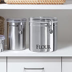 Oggi Stainless Steel Kitchen Canister 152oz + Oggi Jumbo 8" Stainless Steel Flour Clamp Canister - Image 6