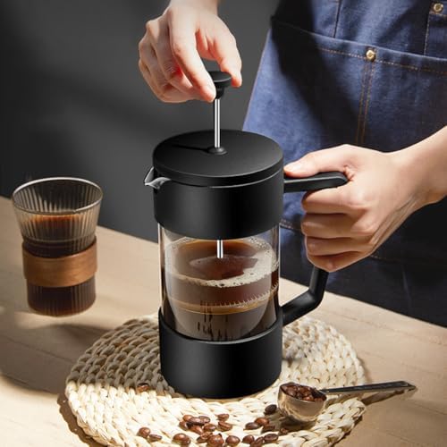 French Press Coffee Maker, Coffee Press French With 3-level Filter System, Stainless Steel, Cold Brew Heat Resistant Borosilicate Glass Espresso Coffee & Tea Maker(350ml) - Image 2