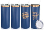 20 oz Skinny Tumblers Bulk with Lids and Straws Navy,4 pack by MetalyaTumblers