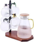 Mug Tree for Large Mugs With 6 Hooks and Coffee Pot Tray - Multi-Function Stand for Counter, Bar Accessory & Kitchen Organizer by OUSEEN