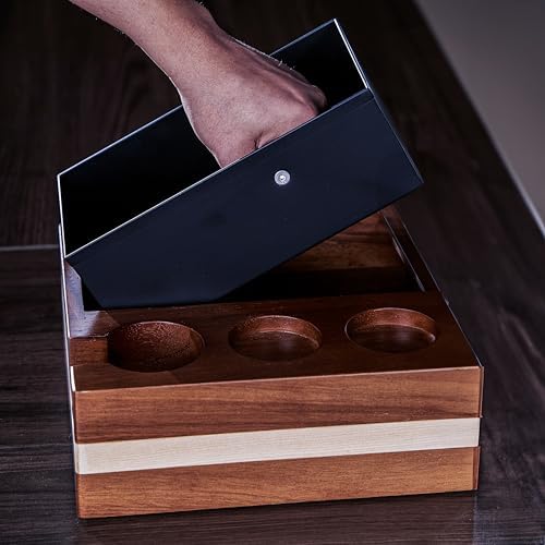 51mm Espresso Knock Box and Tamping Station – Walnut Espresso Tool Organizer with Detachable Knock Box, Tamper Holder, and Portafilter Stand – Perfect for 51mm Espresso Accessories - Image 6