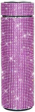 17 oz Bling Stainless Steel Water Bottle Rhinestone Vacuum Water Bottle Glitter Bottles Diamond Vacuum Flask Mug Gift Girls Women (500ml),Rose Red by Unknown