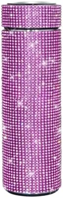 17 oz Bling Stainless Steel Water Bottle Rhinestone Vacuum Water Bottle Glitter Bottles Diamond Vacuum Flask Mug Gift Girls Women (500ml),Rose Red by Unknown