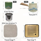 Portable Chinese Tea Set with Carry Bag - White Complete Gongfu Teapot Set Includes Side Handle, 4 Color Cups,Tea Tray & Strainer, Artistic Travel Teapot Kit for Camping, Office, Home & Gifts - Image 3