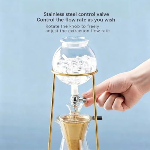 Cold Brew Coffee Maker Stainless Steel and Borosilicate Glass 400ML Slow Drop Technology with Adjustable Flow Rate 2-4 Cups of Iced Coffee Preparation - Image 4