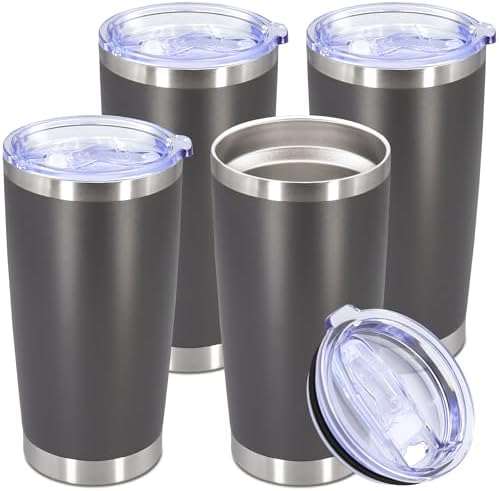 20oz Tumbler Stainless Steel Tumbler Coffee Tumbler with Lid Grey, 4P by AUWBON