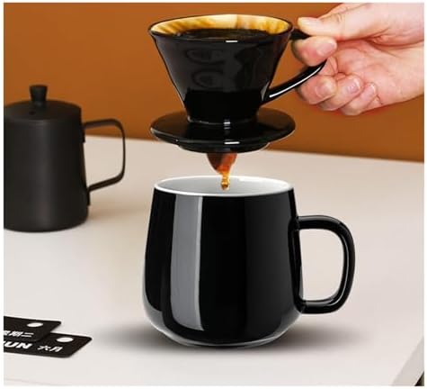 Ceramic Coffee Dripper Spiral Style Reusable Pour Over Maker With Detachable Stand For 1-2 Cups - Drip Filter Cup(Black Coffee Cup) - Image 2