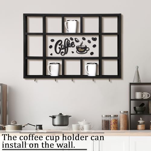 Cinnvoice Oversize Coffee Mug Display Shelf for Wall, Black - Image 2