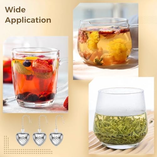 50 Pack Stainless Steel Tea Ball Filters, Heart-Shaped Infusers With Extended Hook For Loose Leaf Tea - Image 6