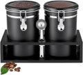 2×63OZ Stainless Steel Coffee Canister with Shelf and Scoop for Coffee Bar by Hanber