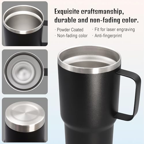 20 oz Tumbler with Handle and Lid Insulated Travel Coffee Mug Black 12P - Image 5