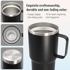 20 oz Tumbler with Handle and Lid Insulated Travel Coffee Mug Black 12P - Image 5