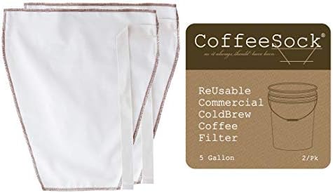 CoffeeSock Commercial 5 gallon - The Original Reusable Coffee Filter- GOTS Certified Organic Cotton Reusable Coffee Filters (2/pk) by CoffeeSock