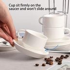 Sweejar Porcelain Espresso Cups with Saucers, 2.5 Ounce Stackable Cappuccino Cups with Metal Stand for Coffee Drinks, Latte, Tea - Set of 4 (White) - Image 4