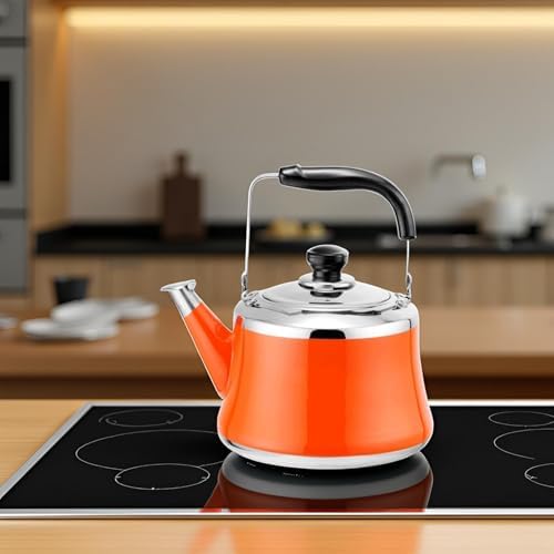 Tea Kettle Stovetop, Whistling Teapot 304 Food Grade Stainless Steel Tea Pot with Ergonomic Folding Handle Suitable for All Heat Sources(Orange,1.5L) - Image 7