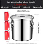 304 stainless steel food storage containers with lids lock clips airtight container large airtight for rice flour sugar grain coffee bean storage containers Kitchen jar (5.55gal/21L) - Image 5