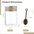 2 Pack Glass Coffee Canisters with One Way Valve, Airtight Vacuum Seal Food Storage Container for Coffee Beans, Tea, Milk Powder, Warm Grey White, Date Tracker, 6.3 x 4.41 x 4.49 in - Image 4