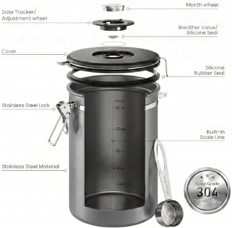Coffee Gator Coffee Canister, 39oz Large Airtight Stainless Steel Container - Image 6