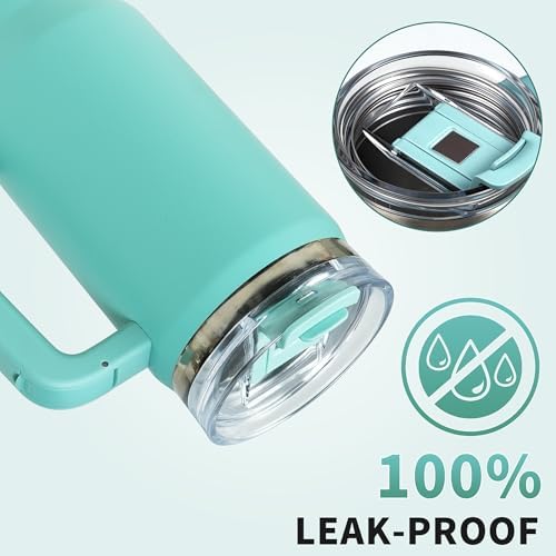 30 oz Tumbler with Handle Hidden Straw Stainless Steel Insulated - Image 3