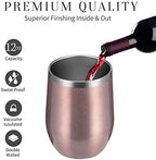 MEWAY 12oz/12 Pack Wine Tumbler Glasses with Lid -Double Wall Vacuum Stainless Steel Travel Tumbler Mug,Stemless Insulated Wine Cup for,Coffee,Cocktails,Gifts (Rose gold,Set of 12) - Image 2