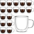 Gerrii Double Walled Glass Coffee Mugs with Handle 10 oz, 18 Pack by Gerrii