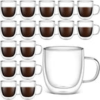 Gerrii Double Walled Glass Coffee Mugs with Handle 10 oz, 18 Pack by Gerrii