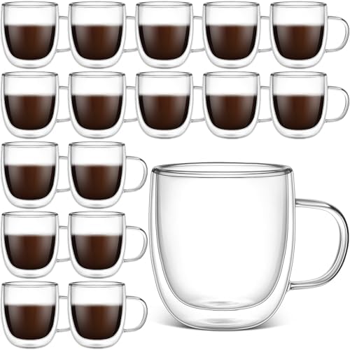 Gerrii Double Walled Glass Coffee Mugs with Handle 10 oz, 18 Pack by Gerrii