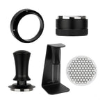 Watchget 5 PCS 51mm Espresso Accessories Kit - Constant Pressure Tamper, Adjustable 3-Blade Distributor, Honeycomb Puck Screen, Magnetic WDT Tool with Stand & Magnetic Dosing Funnel by watchget