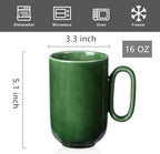 vicrays Ceramic Coffee Mug Set - 16 Ounce Large Stoneware Mug for Men Women - Unique Glazed Porcelain Mugs with Handle for Coffee Latte Tea Milk Cocoa - Set of 6 (Green) - Image 2