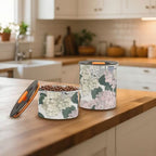 Grey Pastel Hydrangea Flower Designed Storage Containers Airtight Stainless Steel Pantry Organization And Storage 1 Button Opening Dry Food Canisters - Image 7