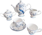 Bone Porcelain Coffee Pot Tea Cup Set With Blue Peacock Pattern Coffee Pot Set-Blue Peacock 15 piece coffee set gift box by CAPIJIONG