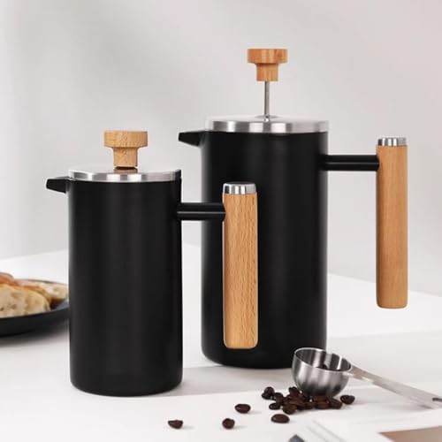 French Press Coffee Maker Double Wall Insulated French Coffee Press Stainless Steel With 3-level Disassemble Filters, Cold Brew Coffee Tea Pot, Easy To Clean(/Black,1000ml) - Image 2