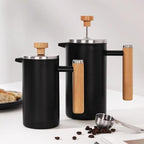 French Press Coffee Maker Double Wall Insulated French Coffee Press Stainless Steel With 3-level Disassemble Filters, Cold Brew Coffee Tea Pot, Easy To Clean(/Black,1000ml) - Image 2