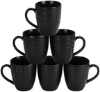 Schliersee 16 OZ Black Coffee Mugs Set of 6, Geometric Pattern Coffee Mug by Schliersee