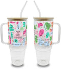 Sip-Sip Hooray! Mom Affirmation 40oz Glass Tumbler with Lid and Straw, Floral Mom Gift for Mother's Day Birthday, Iced Coffee Cup with Handle by Sip-SipHooray