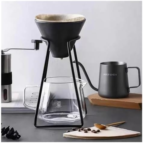 Ceramic Pour Over Coffee Set Filter Bracket Filters Dripper Stand Percolators Shop Cup Share Pots Coffeeware Accessories(Transparent Set B) - Image 4