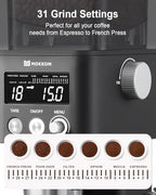 MOKKOM Conical Burr Coffee Grinder with Scale, 31 Settings for Espresso - Image 4