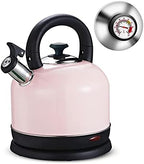 Electric Kettle Temperature Dash, YiiMO 2L Stainless Steel Hot Water Boiler with Thermometer for Tea Coffee 1200W, Auto Shut-Off Boil-Dry Protection BPA Free, Large Pink Retro Cute - Image 4