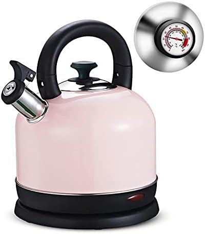 Electric Kettle Temperature Dash, YiiMO 2L Stainless Steel Hot Water Boiler with Thermometer for Tea Coffee 1200W, Auto Shut-Off Boil-Dry Protection BPA Free, Large Pink Retro Cute - Image 4