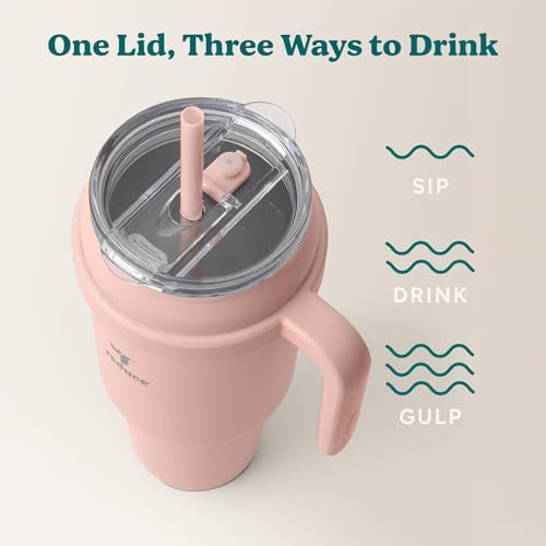 REDUCE 50 oz Stainless Steel Tumbler with Handle - Dual-Wall Vacuum Insulated Travel Mug, Sweat-Proof Lid & Reusable Straw - Keeps Drinks Cold for 24 Hrs, Fits Cupholders, Dishwasher Safe - Pink Clay - Image 5