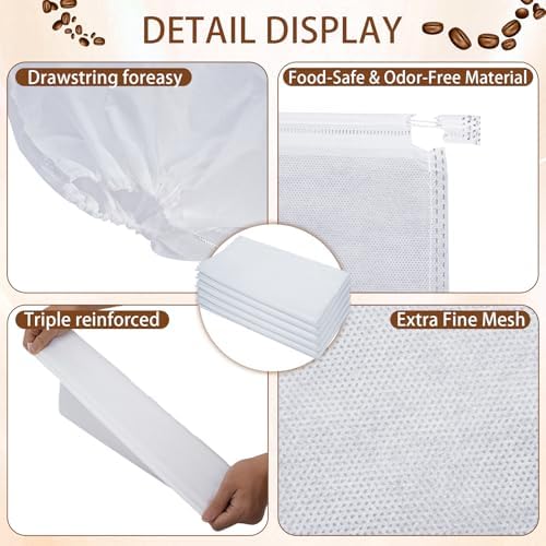 50 Pcs Commercial Cold Brew Coffee Filters for 5 Gallon Buckets & Commercial Cold Brew Coffee Makers, 20" x 20" Disposable Coffee Filters with Drawstring, Brew Up to 5 LBS Coffee, No Tear No Sediment - Image 6