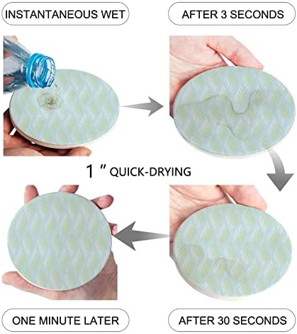 Coasters for Drinks Set of 8 Abstract Leaves Lines Geometric Natural Patterns Ombre Green Ceramic Cup Mat Absorbent Ceramic Stone Coasters with Cork Base for Coffee Cups Wooden Table Home Decor 4in - Image 3