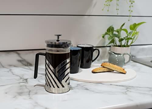 Elanze Designs Chrome 1 Liter Large Glass and Stainless Steel French Press Coffee and Loose Leaf Tea Maker - Image 6